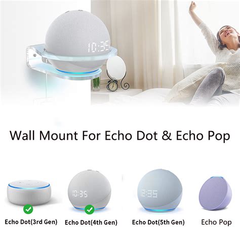 Made for Amazon Alexa Echo Pop Wall Mount, Echo Dot 5th Gen Clear Wall Stand - PlusAcc