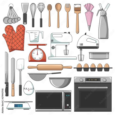 List of major bakery tools Stock Vector | Adobe Stock