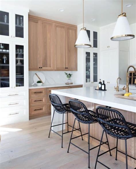 Modern Pendants Accompany Wood And White Cabinets Soul Lane