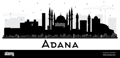 Adana Turkey City Skyline Silhouette With Black Buildings Isolated On