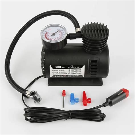 Black Mini 12v Electric Tire Inflator Pump Air Compressor 300 Psi Auto