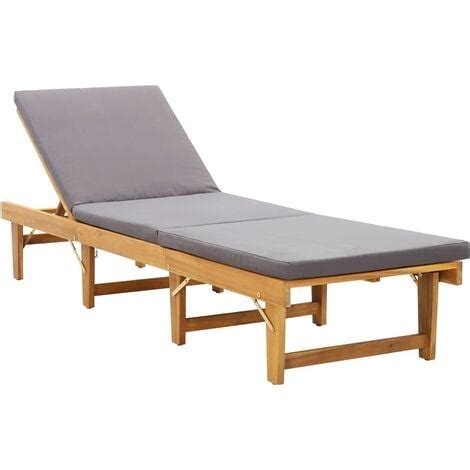 Chaise Longue Pliante Avec Coussin Bois D Acacia Solide Vidaxl