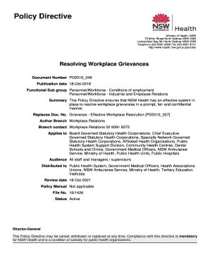 Fillable Online Resolving Workplace Grievances Fax Email Print Pdffiller