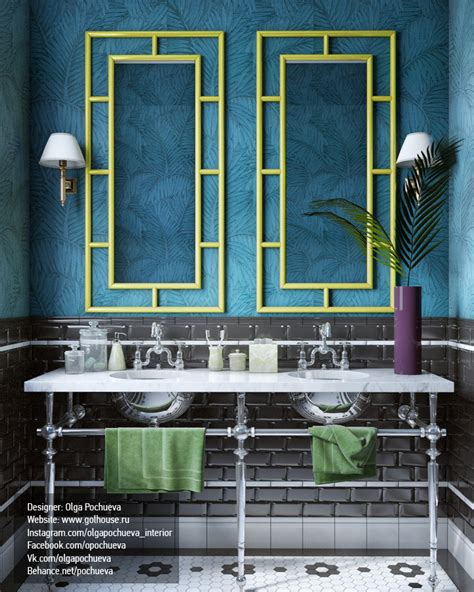 Blue&yellow bathroom on Behance