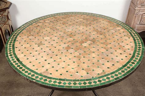 Moroccan Round Dining Mosaic Green Tile Table At 1stdibs Mosaic Round