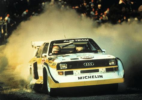 Walter Röhrl im Jahr 1985 bei der Rallye San Remo auf dem Audi Sport