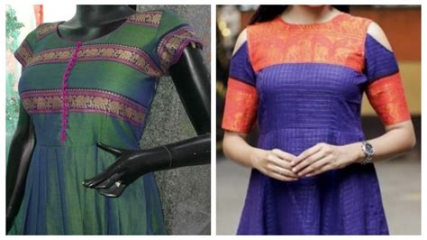 Reuse Saree S Border To Make Designer Kurtis Repurpose Old Sarees Cotton Saree Reuse Ideas Youtube