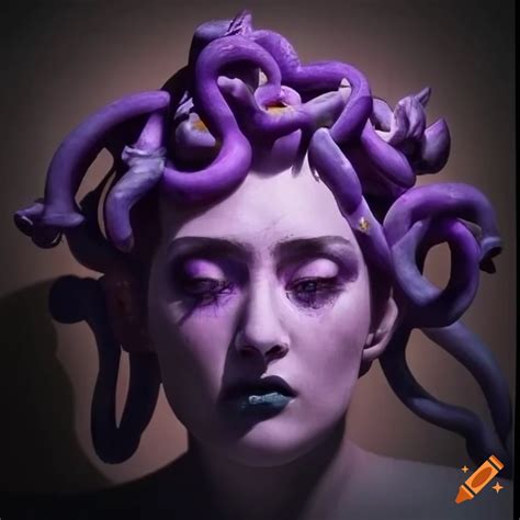 Artistic Depiction Of A Sad Medusa Looking At Her Reflection