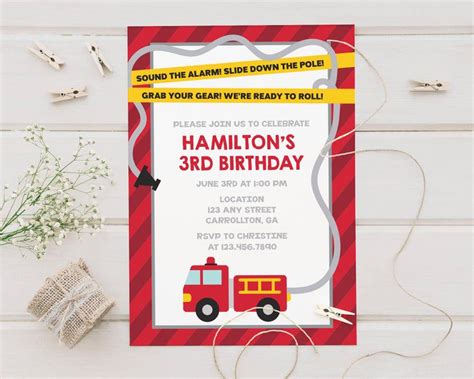 Fire Truck Birthday Invitation | Go Print Plus