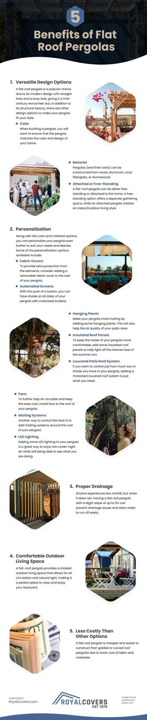 5 Benefits of Flat Roof Pergolas Infographic