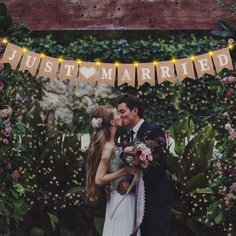 Ulikey Just Married Banner, Hochzeit, Dekoration, Girlande mit LED