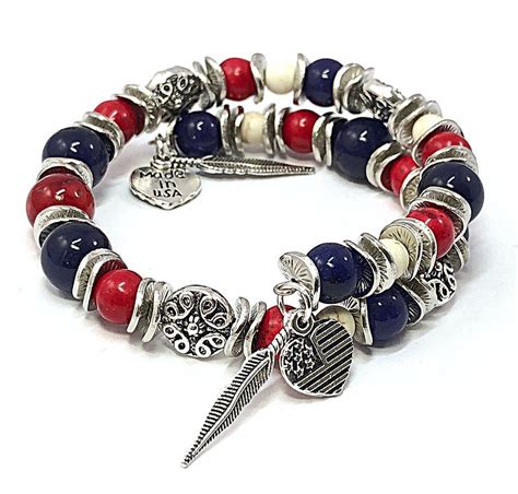 Bracelets For Women Patriotic Bracelet Independence Day Red White