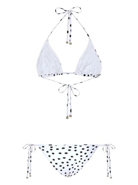 Dolce Gabbana Polka Dot Print Triangle Cup Bikini Set White FARFETCH