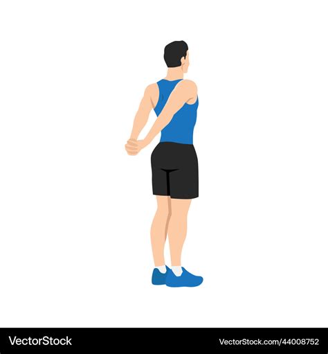 Man Doing Reverse Shoulder Stretch Exercise Vector Image