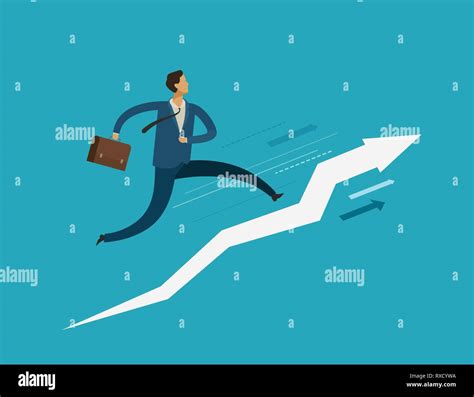 Businessman Running Up Stairway Success Career Ladder Concept