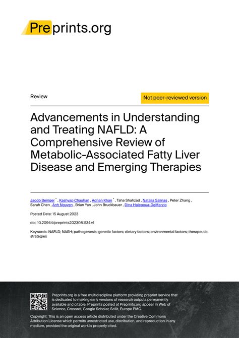 PDF Advancements In Understanding And Treating NAFLD A Comprehensive