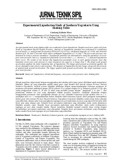 Jurnal Teoretis Dan Terapan Bidang Rekayasa Sipil Abstract