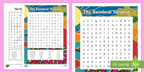 Free Aboriginal Dreaming The Rainbow Serpent Word Search