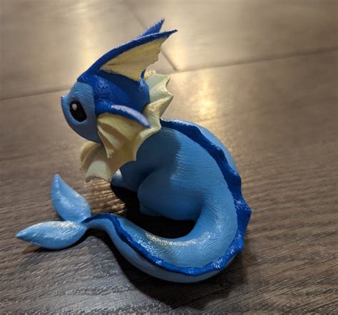 Vaporeon 3d Printed Model Figurine Painted White 3d Etsy