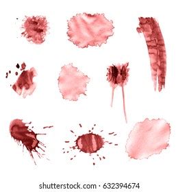 Watercolor Splashes Set Watercolor Stains Paint Stock Illustration