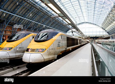 Eurostar trains at St. Pancras International Station London Stock Photo ...