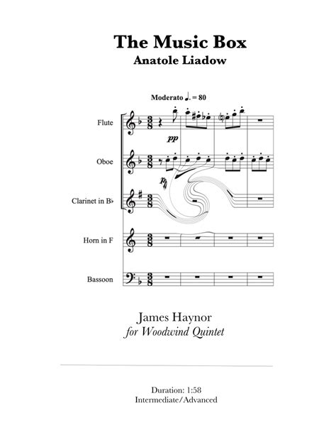 The Music Box For Woodwind Quintet Arr James Haynor By Anatole Liadow Sheet Music For