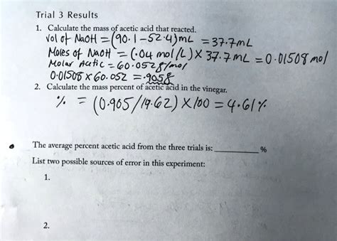 How To Find Mass Percent Of Acetic Acid In Vinegar Lexitrust