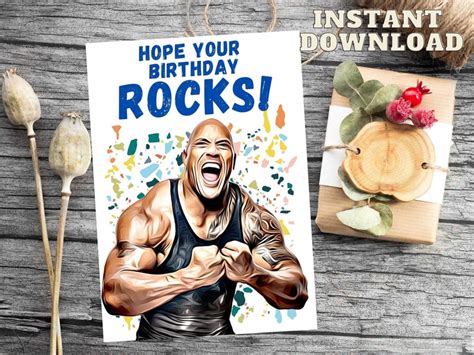 The Rock Inspired Birthday Card Dwayne Johnson Funny Etsy