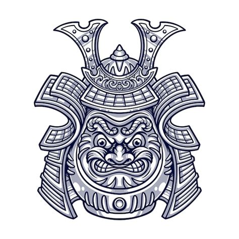 Premium Vector Hand Drawn Of Daruma Japanese With Samurai Helmet