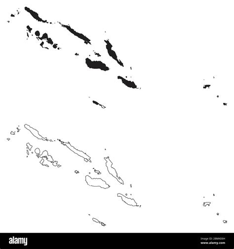 Solomon Islands Country Map Black Silhouette And Outline Isolated On