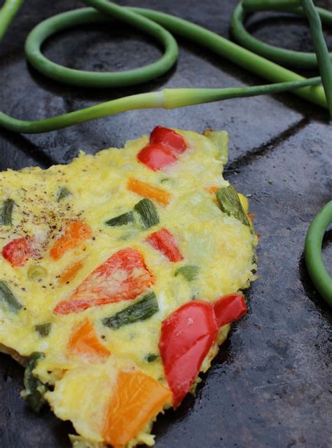 Frittata aux poivrons et aux fleurs d ail fraîches Recette Recette