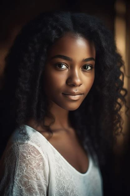 Premium AI Image | Beautiful african woman with long hair portrait