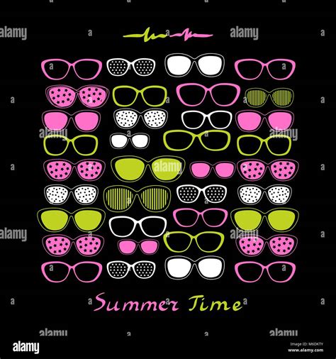 Color Glasses And Sunglasses On Black Background Stock Vector Image And Art Alamy