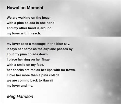 Hawaiian Moment Hawaiian Moment Poem By Meg Harrison