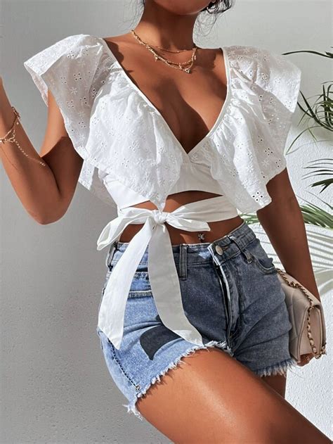 Shein Vcay Bordado De Ilh Simples Boho Blusa Shein Brasil