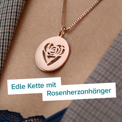 Runder Kettenanhänger Rosegold Rosenherz und Namen