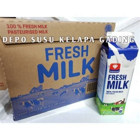 Jual Susu Diamond Fresh Milk 12pcs Perkarton Liter Diamon Plain Segar