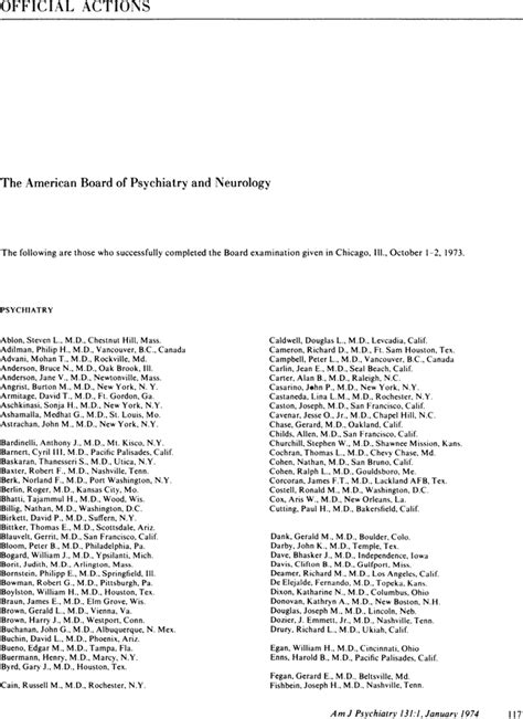 The American Board Of Psychiatry And Neurology American Journal Of