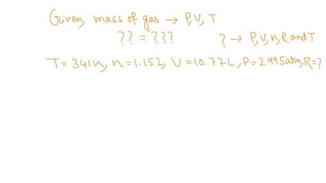 SOLVED: The ideal gas law relates the amount of gas present to its ...