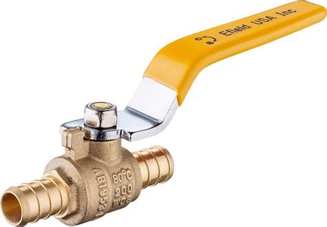 Pack Of 5 EFIELD 1 Inch Pex Brass Full Port Shut Off Ball Valve Yellow