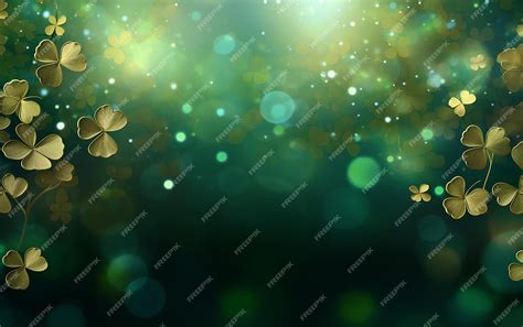 Premium Photo Festive Background With Shining Clover Shamrocks