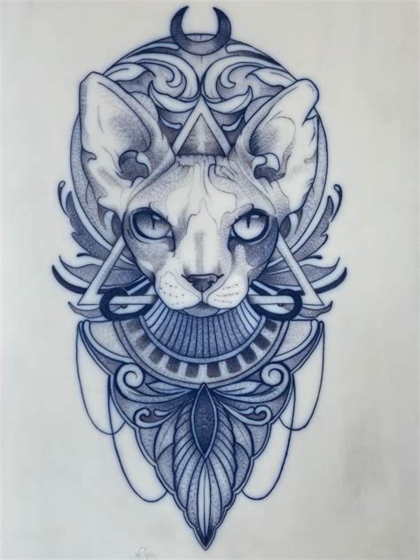 Sphynx Cat Tattoo | Cat face tattoos, Egypt tattoo, Egyptian cat tattoos