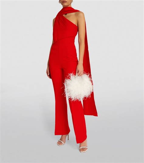 Womens Roland Mouret Red Crepe Cape Detail Jumpsuit Harrods