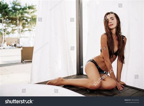 Bikini Model Beautiful Sexy Brunette Girl Stock Photo Shutterstock