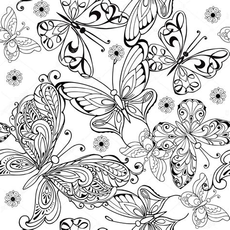 Hand Drawing Seamless Pattern Of Butterflies Vector Seamless Pattern