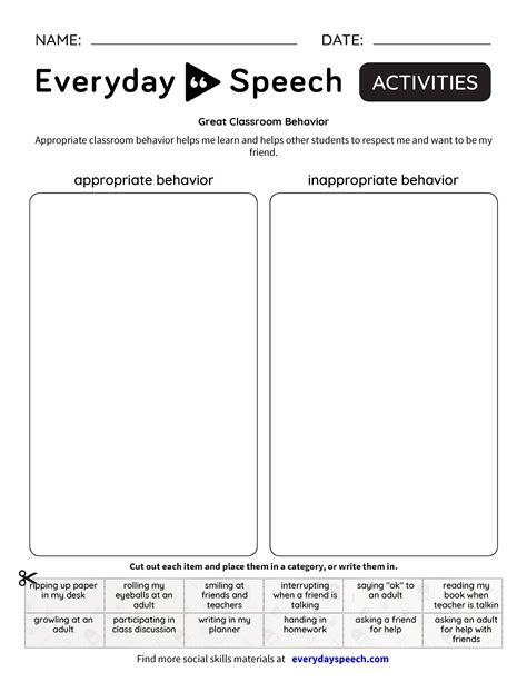 Great Classroom Behavior Everyday Speech Everyday Speech