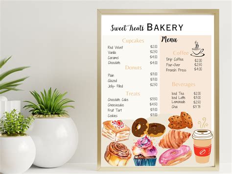 Bakery Menu Template, Dessert Menu Template, Sweet Treats Pricelist ...