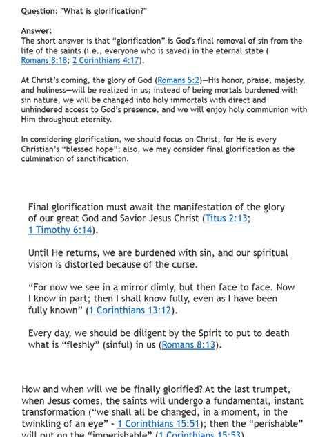 Glorification | PDF | Glory (Religion) | Sanctification