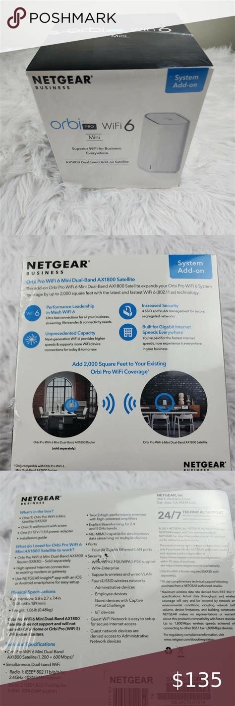 Netgear Orbi Pro Wifi 6 Mini Add On Satellite Sxs30 For Business New