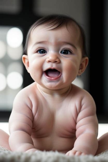 Un bebé está sonriendo y tiene una gran sonrisa en la cara Imagen